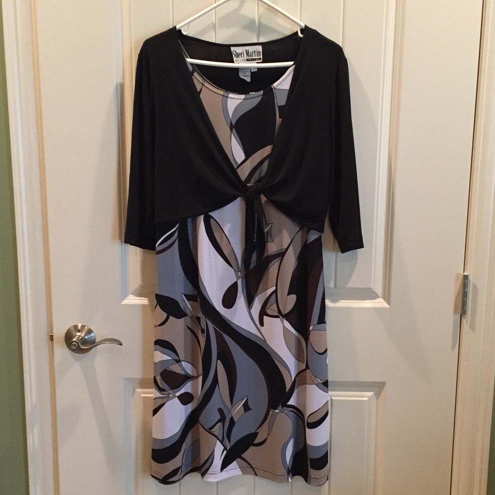 Sheri Martin multi-color dress with black shrug